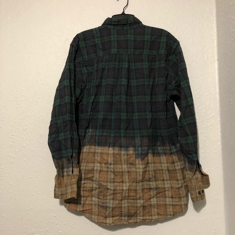Ll Bean Hand Bleached Dip Dyed Custom Plaid Butto… - image 6